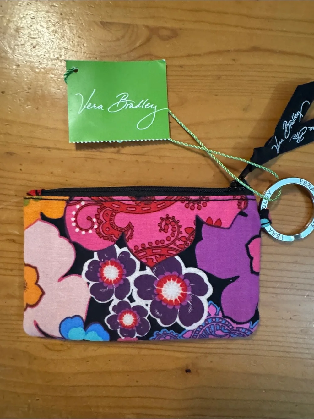 Vera Bradley Floral Fiesta Zip ID Case in Pink and Purple Multicolor